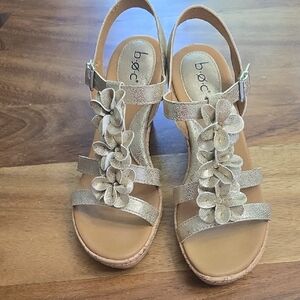 b.o.c. Gold Floral Sandals with Slingback